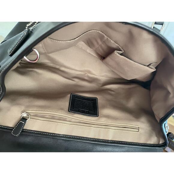 Coach Black Leather double handle Hampton Satchel Bag purse 9268 - Picture 9 of 10